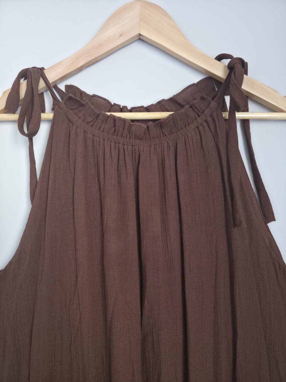 Signature Robbie Bee Brown Dress XL Sleeveless Flowy Ruffle Hem - Picture 4 of 12
